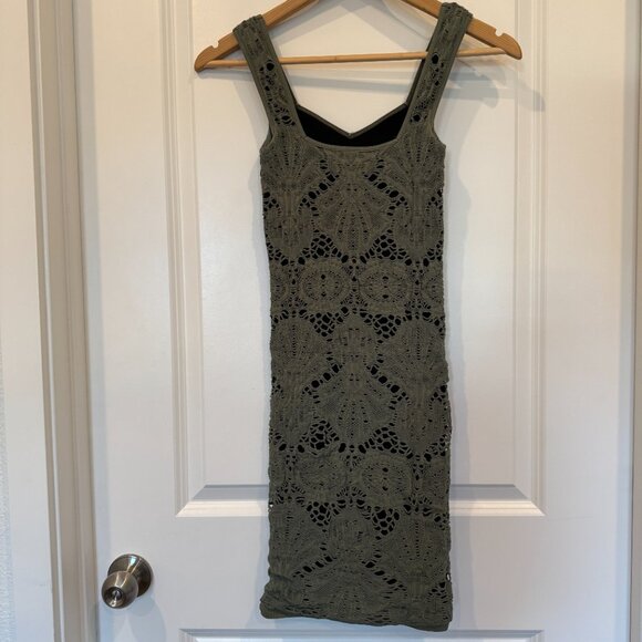 FREE PEOPLE INTIMATELY Sweetheart Bodycon Midi dress olive green black size XS/S - Picture 5 of 6